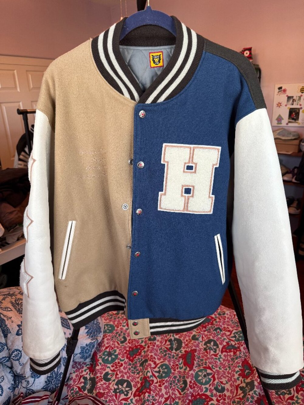 Human Made Seven Varsity Jacket Multicolor Bee Logo Size XL